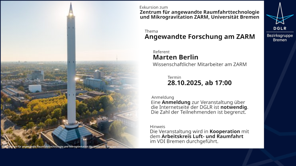 Einladung zur Exkursion zum ZARM 2025 10 28
